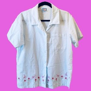 Vintage Moon Beams Embroidered Buttondown